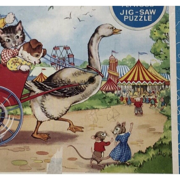 Victory Plywood Jig-Saw Puzzle Vintage 30 Piece Complete Animal Friends at Fair - Picture 14 of 16